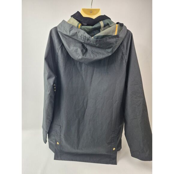 Barbour Women's Black Highclere Hooded Waxed Jacket Coat Size 8 US - Picture 2 of 5